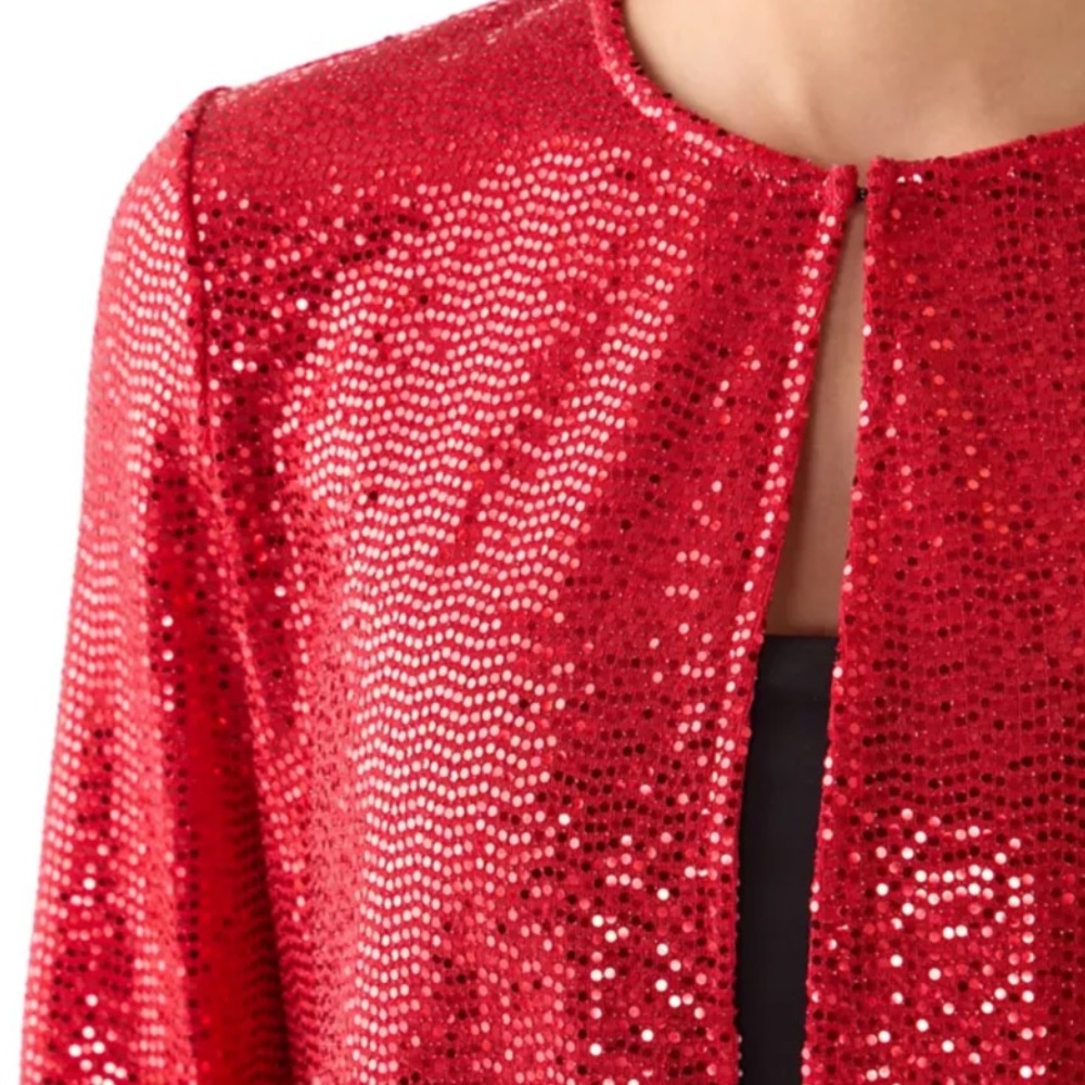 NWT Anne Klein Red Sequin Jacket - Picture 4 of 16
